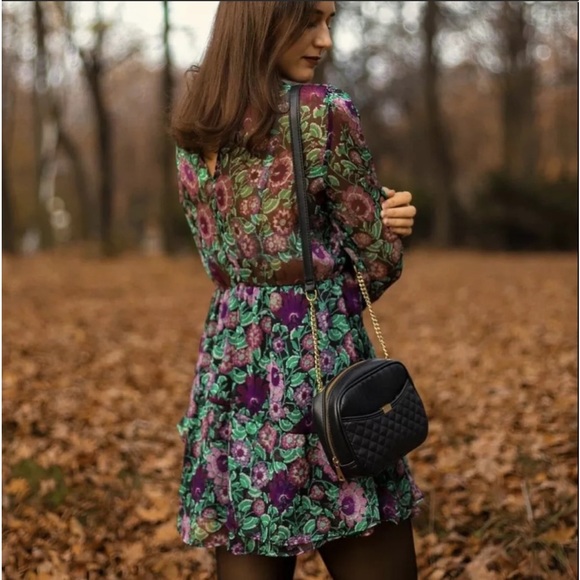 ZARA FLORAL LONG SLEEVE DRESS - Picture 3 of 16
